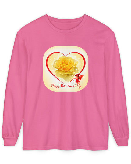 "Happy Valentine's Day" Unisex Garment-dyed Long Sleeve T-Shirt