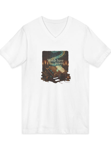 "Words Have Power" Unisex Jersey Short Sleeve V-Neck Tee