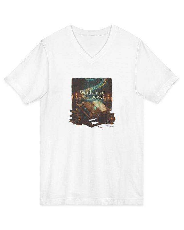 "Words Have Power" Unisex Jersey Short Sleeve V-Neck Tee
