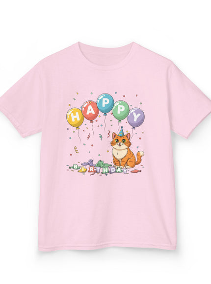 "Happy Birthday - Cat Popped the Balloons" Kids Heavy Cotton Tee