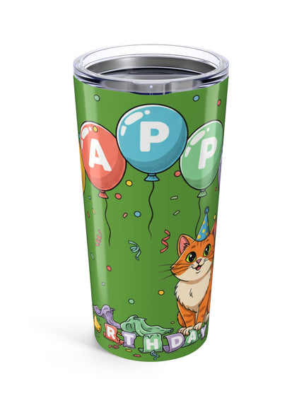 "Happy Birthday - Cat Popped the Balloons" Tumbler 20oz