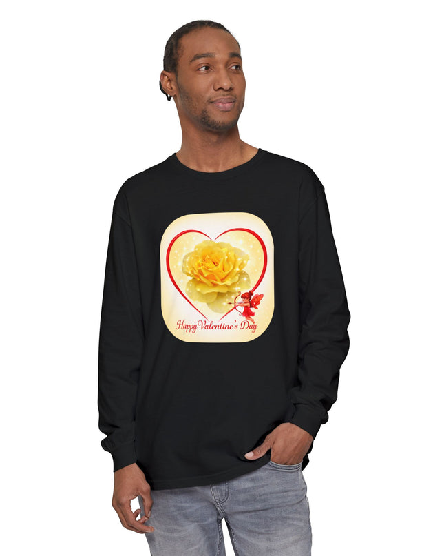 "Happy Valentine's Day" Unisex Garment-dyed Long Sleeve T-Shirt