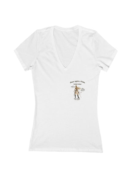 "She Saved Herself" (ink bother sides) Women's Jersey Short Sleeve Deep V-Neck Tee