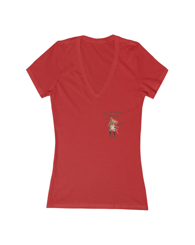 "She Saved Herself" (ink bother sides) Women's Jersey Short Sleeve Deep V-Neck Tee