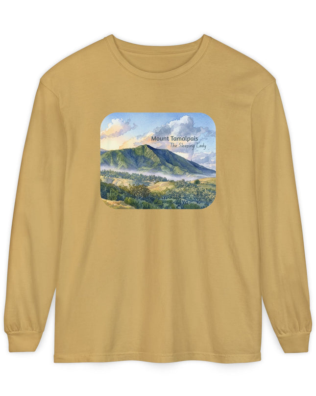 "Mount Tamalpais, the Sleeping Lady" Unisex Garment-dyed Long Sleeve T-Shirt