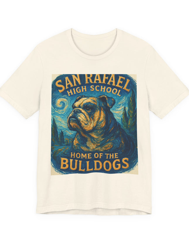 "San Rafael High School Home of the Bulldogs Vincent Van Gogh Style" Unisex Jersey Short Sleeve Tee