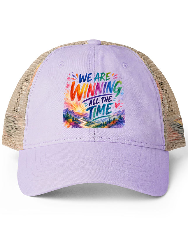 "We are Winning all the Time" Women's Washed Mesh-Back Cap