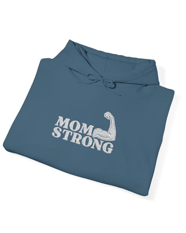 "Mom Strong (White embroidery)" Unisex Heavy Blend Hooded Sweatshirt