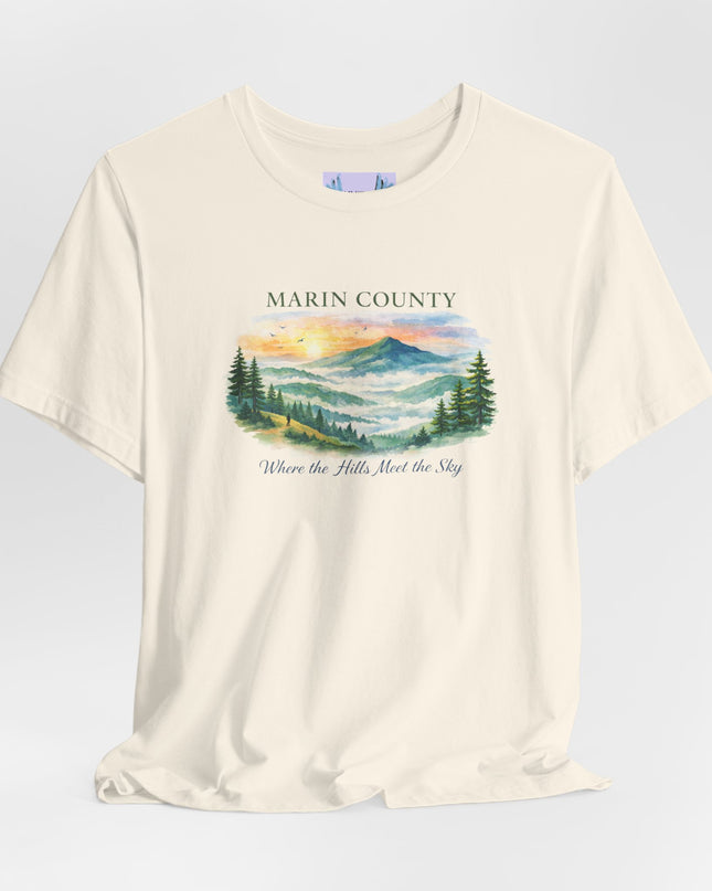 "Marin County, Where the Hills Meet the Sky" Unisex Jersey Short Sleeve Tee