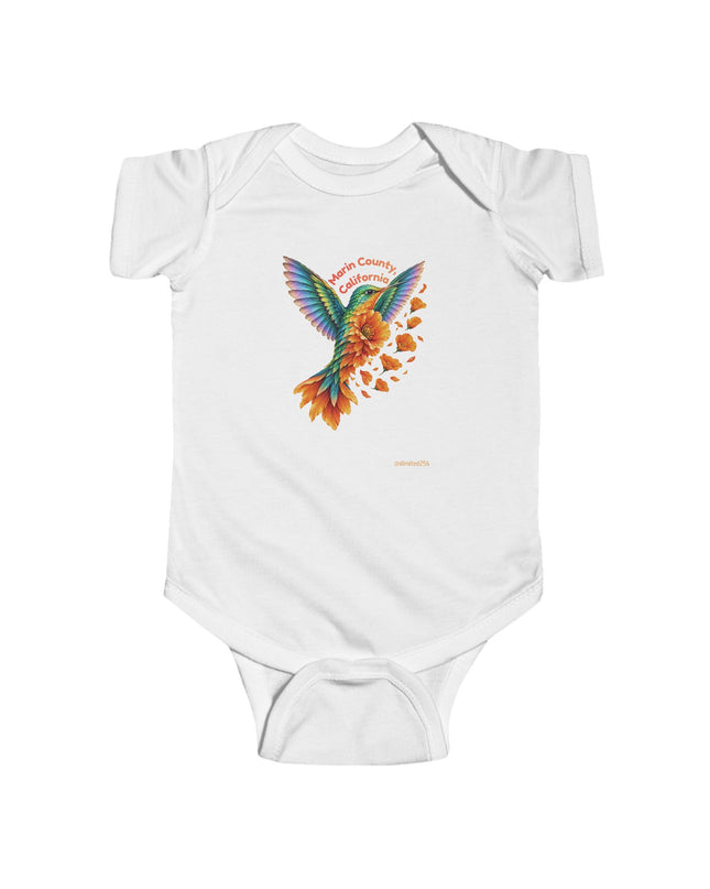 "Hummingbird and Poppies" Infant Fine Jersey Bodysuit