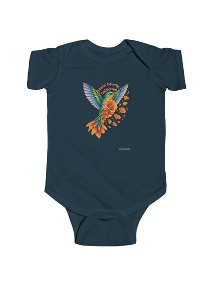 "Hummingbird and Poppies" Infant Fine Jersey Bodysuit
