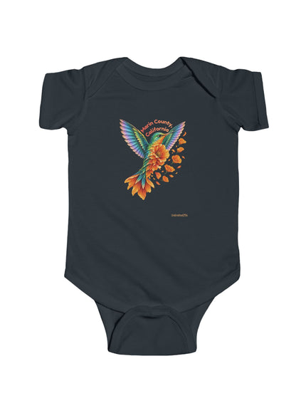 "Hummingbird and Poppies" Infant Fine Jersey Bodysuit