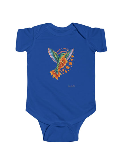 "Hummingbird and Poppies" Infant Fine Jersey Bodysuit