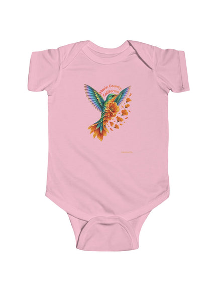 "Hummingbird and Poppies" Infant Fine Jersey Bodysuit