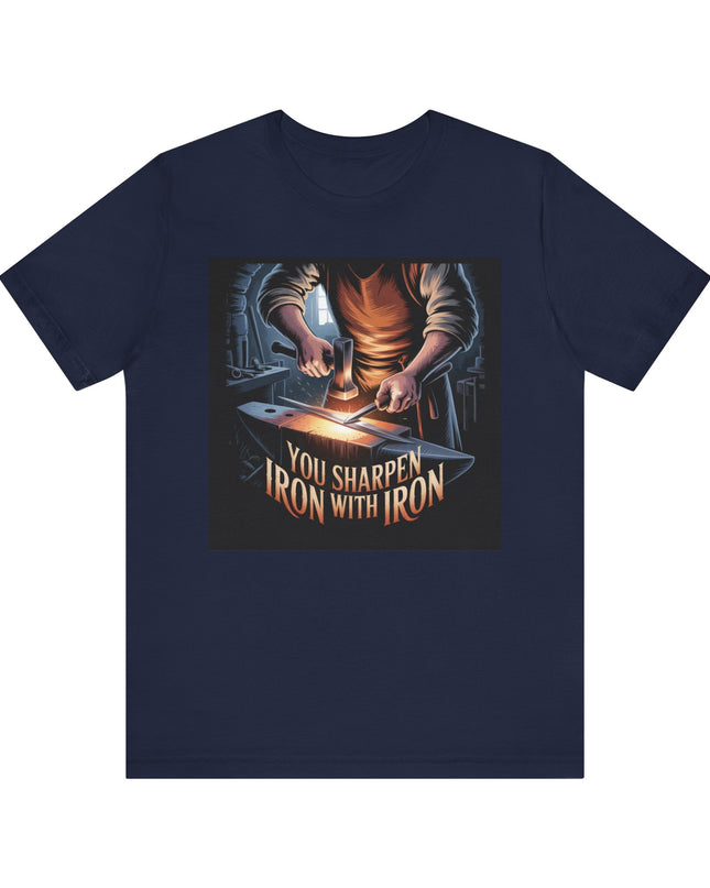 "You sharpen iron with iron" Unisex Jersey Short Sleeve Tee