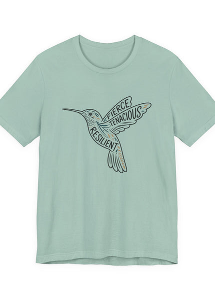 "Hummingbird with words in it" Unisex Jersey Short Sleeve Tee