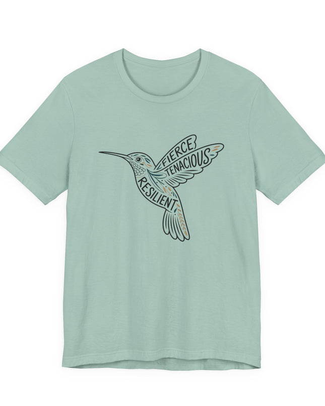 "Hummingbird with words in it" Unisex Jersey Short Sleeve Tee
