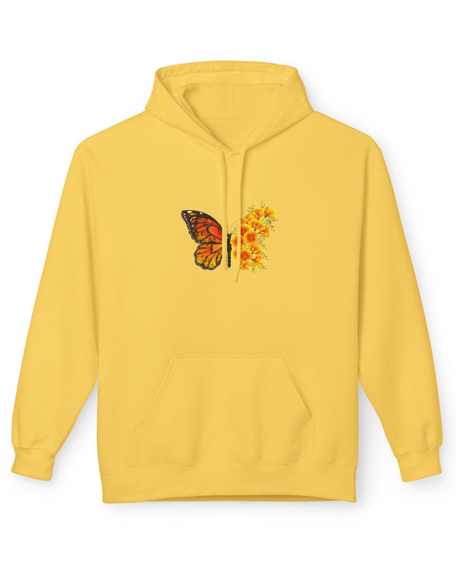 "Butterfly Poppies" (Ink front and back) Unisex Midweight Softstyle Fleece Hoodie