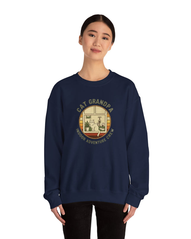 "Cat Grandpa Indoor Adventure Crew" Unisex Adult Sweatshirt