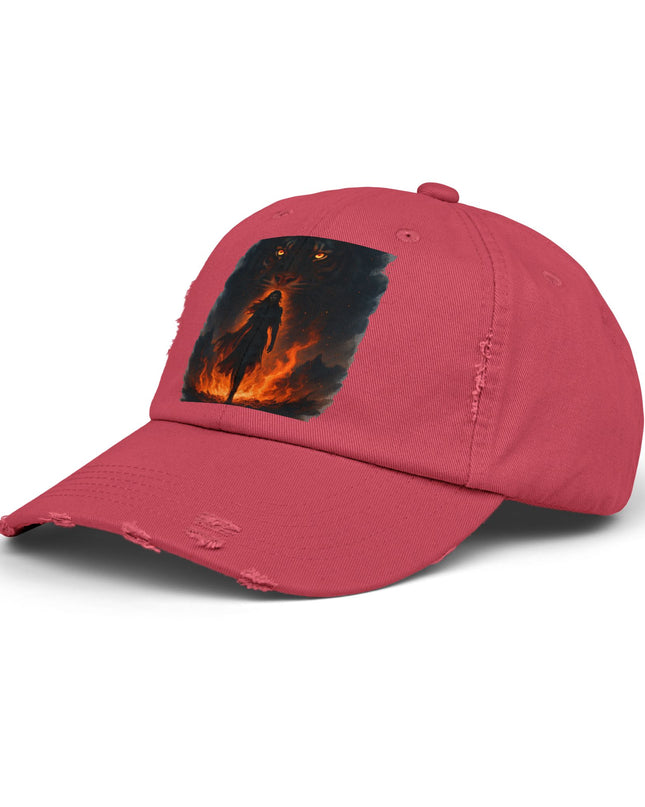 "Eye of the tiger, walking through fire" Unisex Distressed Cap