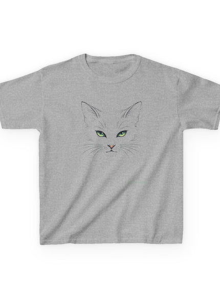 "Cat Face Sketch" Kids Heavy Cotton Tee