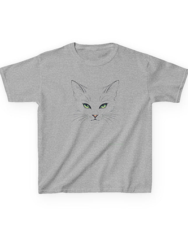 "Cat Face Sketch" Kids Heavy Cotton Tee