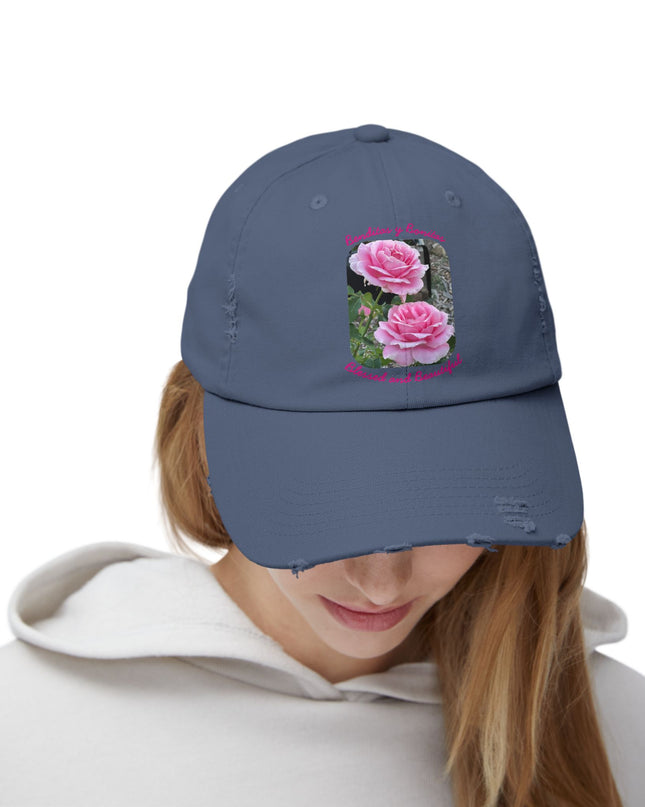 "Blessed and Beautiful" Unisex Distressed Cap