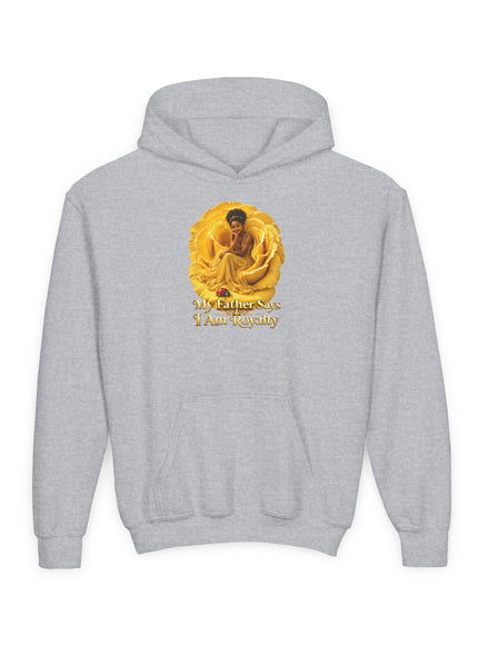 "My Father Says I am Royalty" Youth Heavy Blend Hooded Sweatshirt