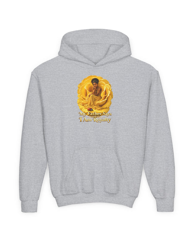 "My Father Says I am Royalty" Youth Heavy Blend Hooded Sweatshirt