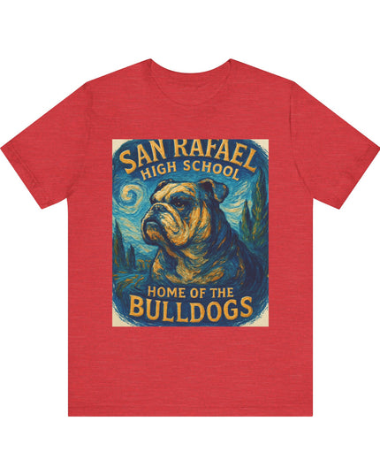 "San Rafael High School Home of the Bulldogs Vincent Van Gogh Style" Unisex Jersey Short Sleeve Tee