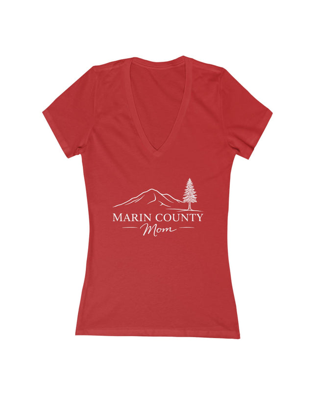 "Marin County Mom" Women's Jersey Short Sleeve Deep V-Neck Tee