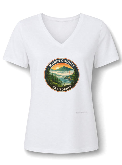 "Marin County, Above the Fog - no text" Women’s Relaxed Heather CVC V-Neck Tee