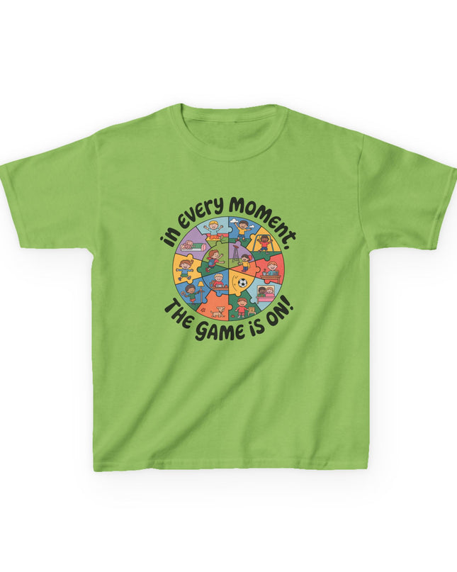 "In every moment, the game is on" Kids Short Sleeve Tee