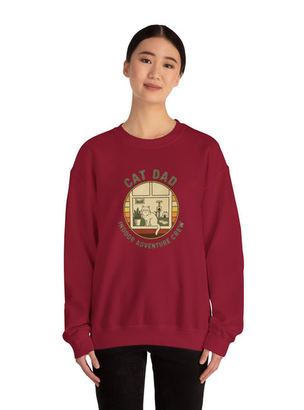 "Cat Dad Indoor Adventure Crew" Unisex Adult Sweatshirt