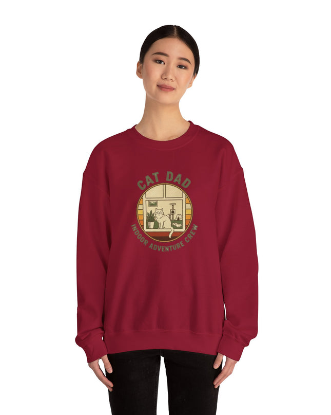 "Cat Dad Indoor Adventure Crew" Unisex Adult Sweatshirt