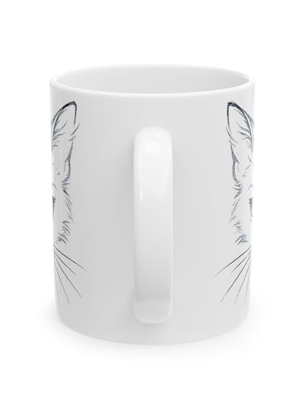 "Cat Face Sketch" Ceramic Mug, (11oz, 15oz)