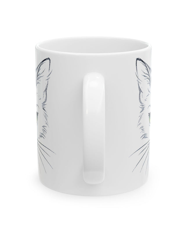 "Cat Face Sketch" Ceramic Mug, (11oz, 15oz)