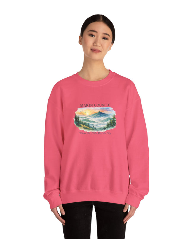 "Marin County, Where the Hills Meet the Sky" Unisex Heavy Blend Crewneck Sweatshirt