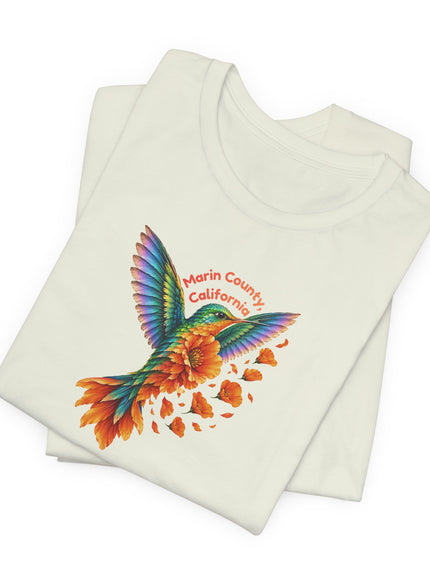 "Hummingbird and Poppies" Unisex Jersey Short Sleeve Tee