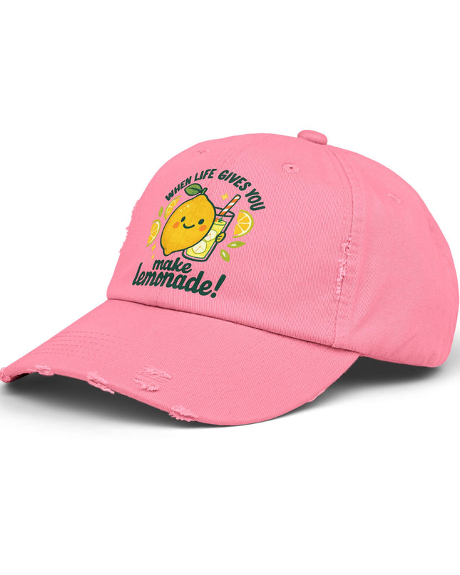 "When life gives you lemons, make lemonade" Unisex Distressed Cap