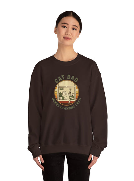 "Cat Dad Indoor Adventure Crew" Unisex Adult Sweatshirt