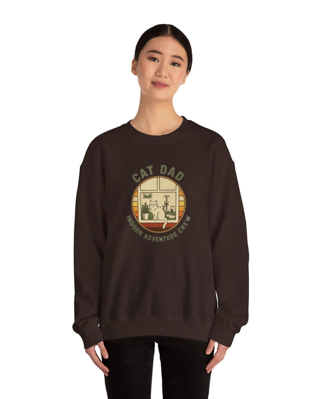 "Cat Dad Indoor Adventure Crew" Unisex Adult Sweatshirt