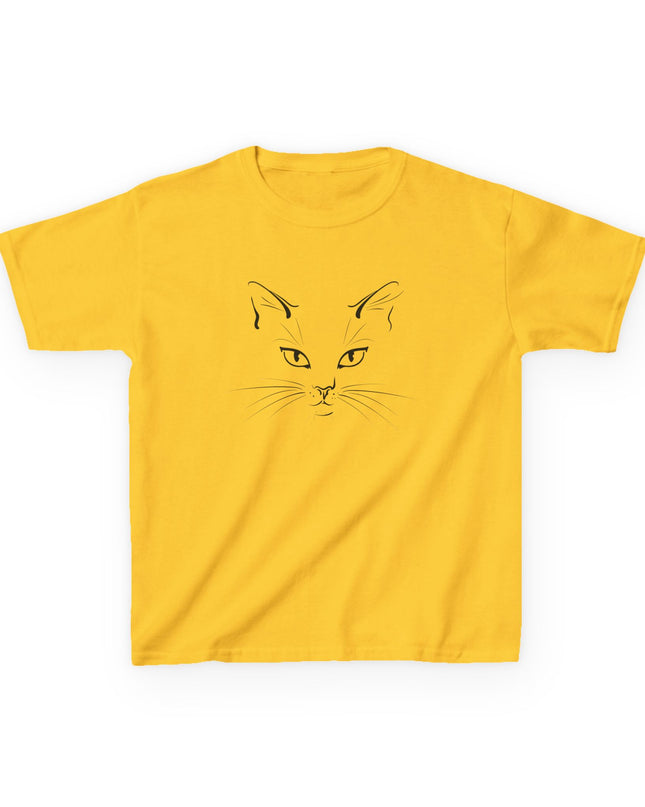 "Cat Face Sketch" Kids Heavy Cotton Tee