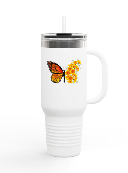 "Butterfly Poppies" Insulated Travel Mug, 40oz
