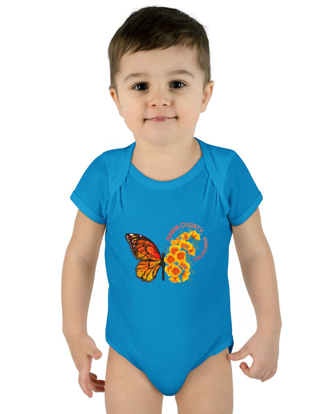 "Butterflies and Poppies Marin County, California" Infant Baby Rib Bodysuit