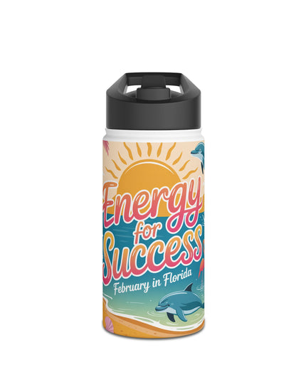 "February in Florida, Energy for Success" Stainless Steel Water Bottle, Standard Lid
