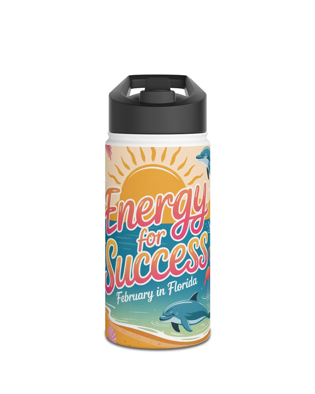"February in Florida, Energy for Success" Stainless Steel Water Bottle, Standard Lid