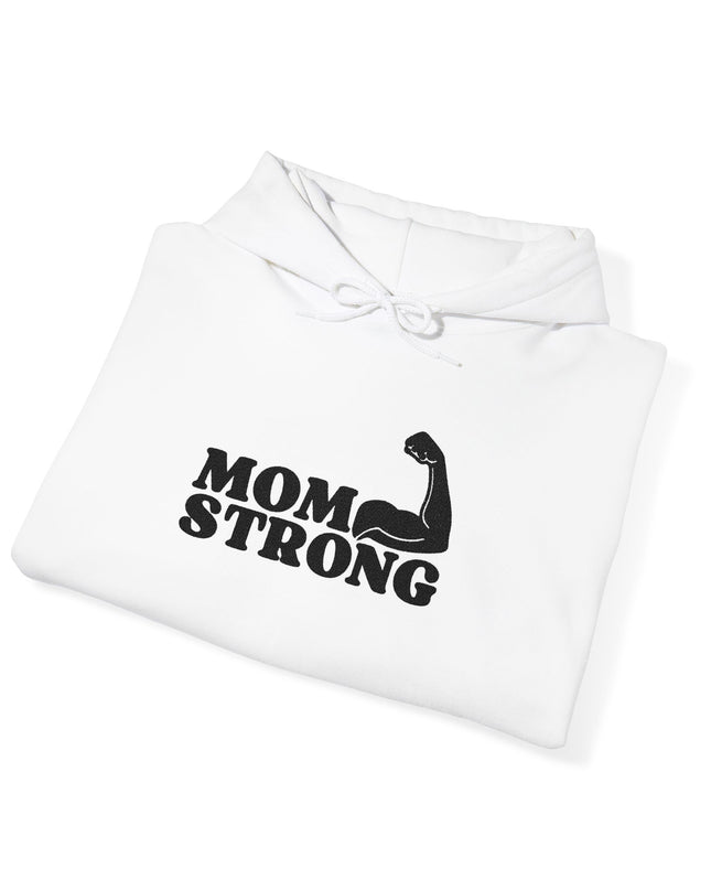 "Mom Strong (Black embroidery)" Unisex Heavy Blend Hooded Sweatshirt