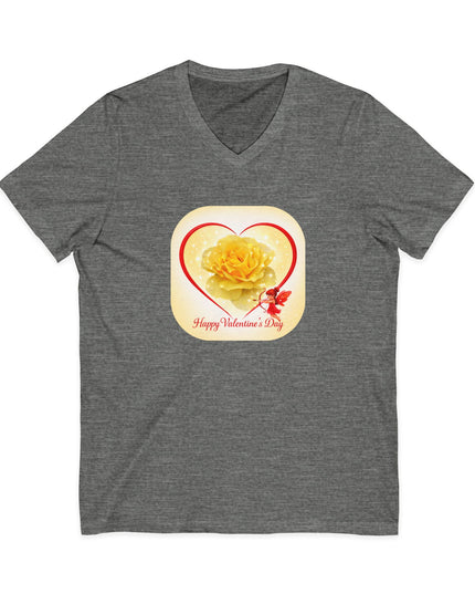 "Happy Valentine's Day" Unisex Jersey Short Sleeve V-Neck Tee