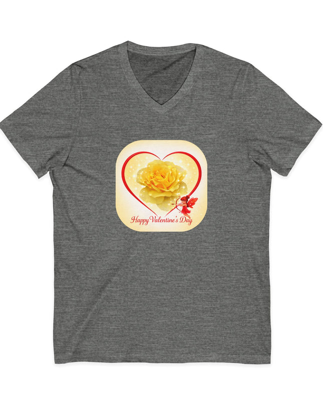 "Happy Valentine's Day" Unisex Jersey Short Sleeve V-Neck Tee